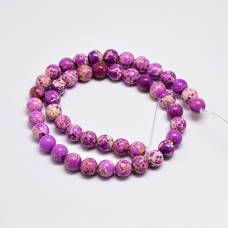 Prírodný regalit - korálky, fialové, 6 mm