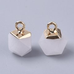 Přívěšek z bílého nefritu s očkem - bílý, 12x10x10mm