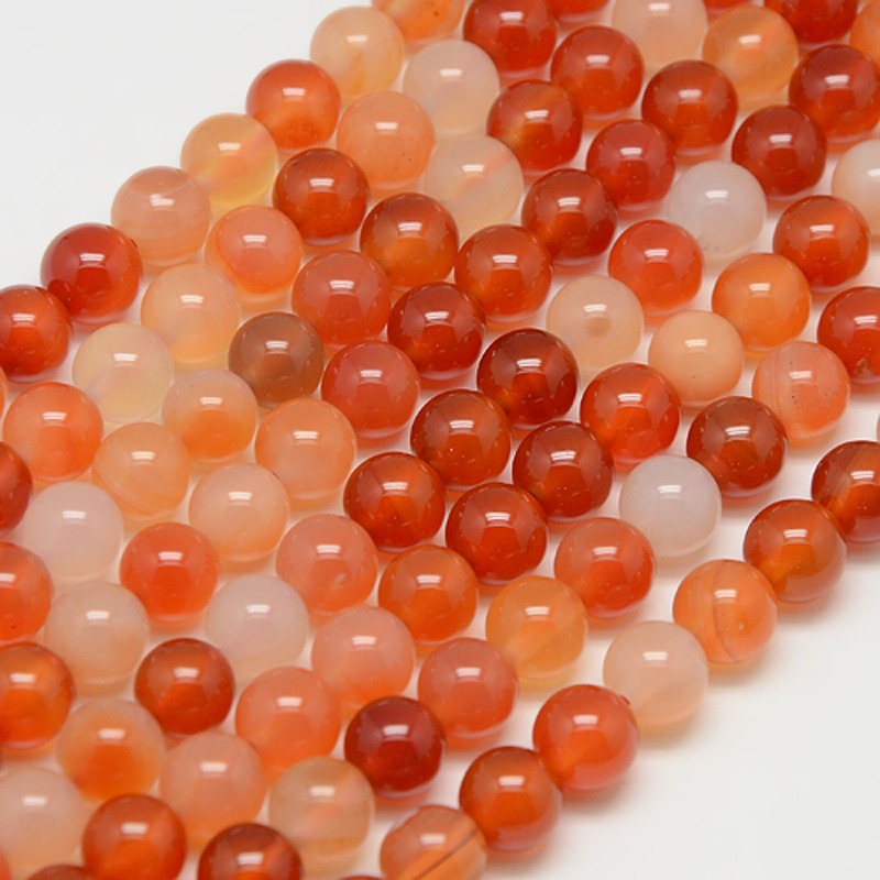 Natürlicher Karneol - Perlen, orange, 8 mm