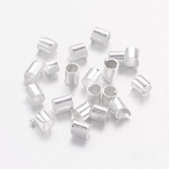Zatláčací rokajl z mosadze, trubička, 2x2x0,15 mm, strieborný