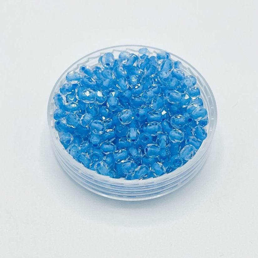 Geschliffene Perlen Kristall aqua gesäumt, 3 mm