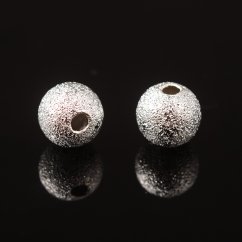 Texturált sárgaréz gyöngy - ezüst, 6 mm