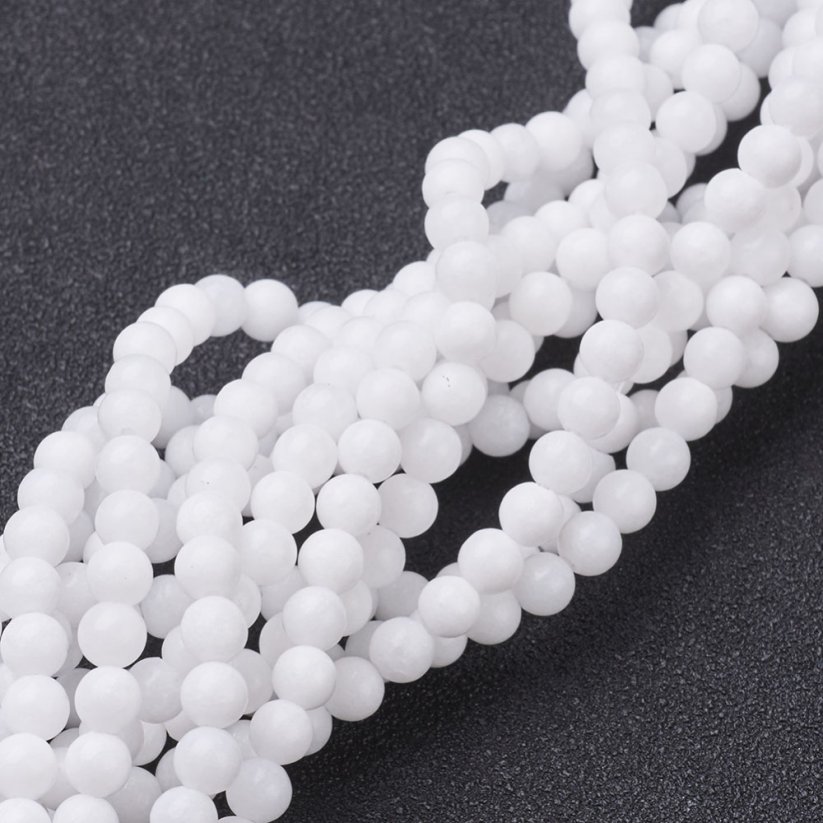 Natürlicher Nephrit - Perlen, weiß, 10 mm