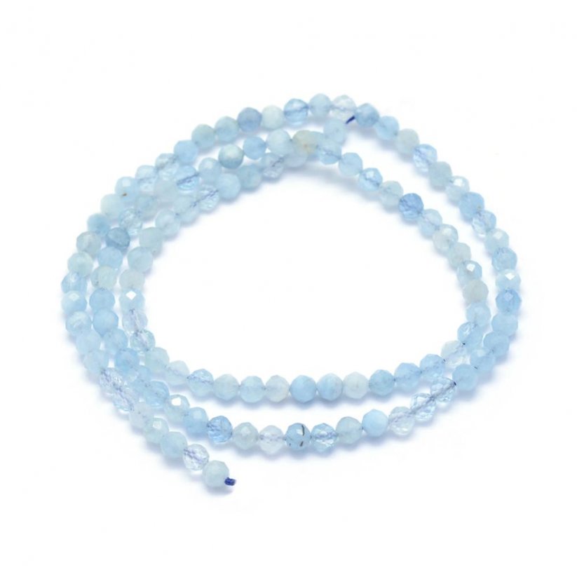 Natürlicher Aquamarin - Perlen, geschliffen, blau, 4 mm