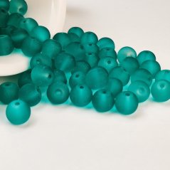 Skleněné korálky matné - 8 mm, tmavě zelené