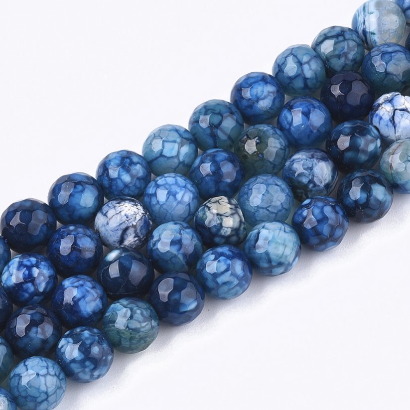 Geknackter Naturachat - Perlen, geschliffen, dunkelblau, 8 mm