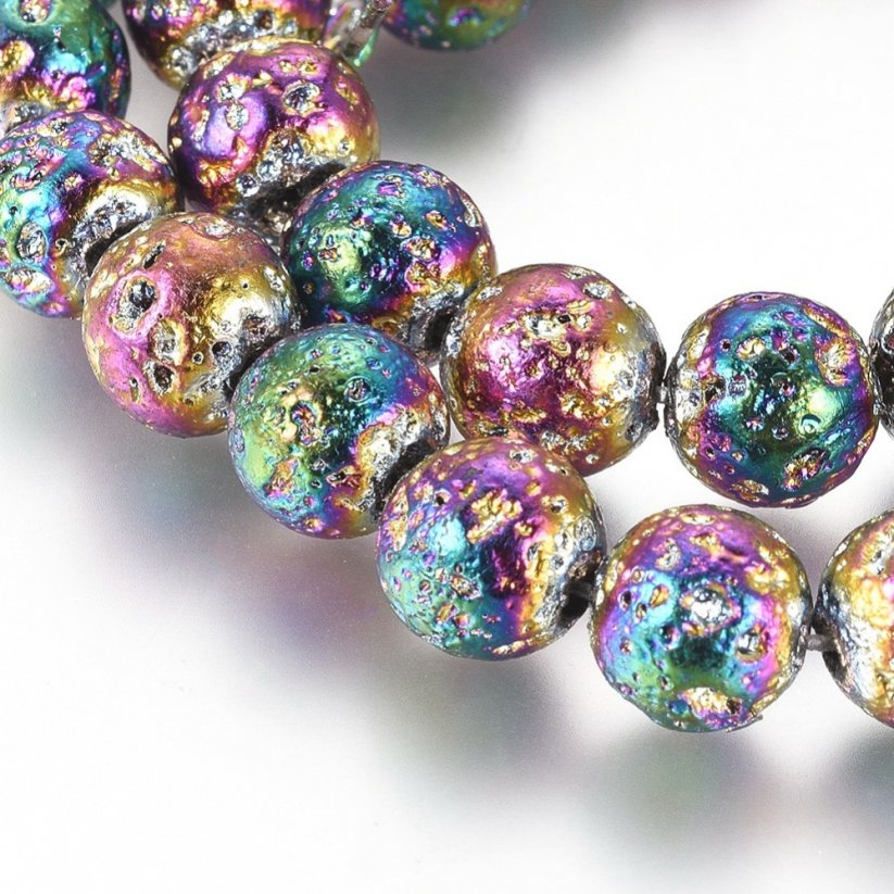 Naturlava - Perlen, metallisiert, mehrfarbig, 8 mm