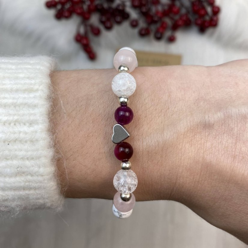 Dárková karta s náramkem z howlitu, růženínu a tygřího oka