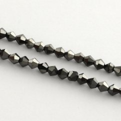 Brúsené sklenené korálky, pokovované, šedé, 4 mm