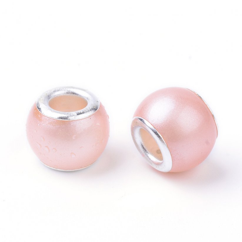 Plastikperlen mit breitem Perlenloch - rosa, 11,5~12x9~10 mm
