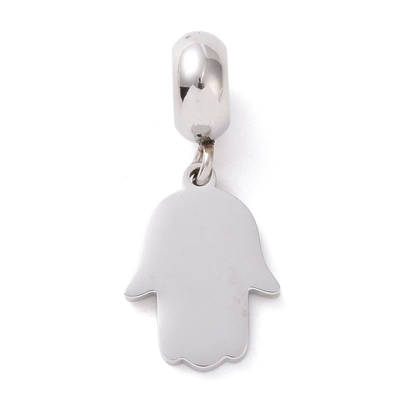 Medál 304 acélból "hamsa - Fatima keze", rózsaszín, 15x11x1,5 mm