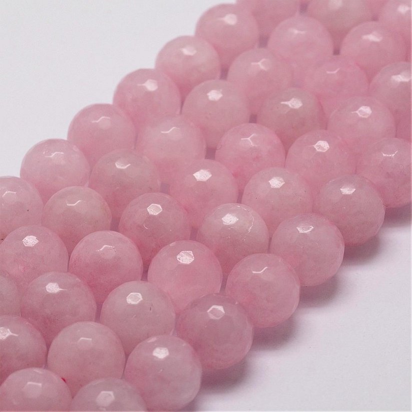 Natürlicher geschliffener Rosenquarz - Perlen, rosa, 8 mm