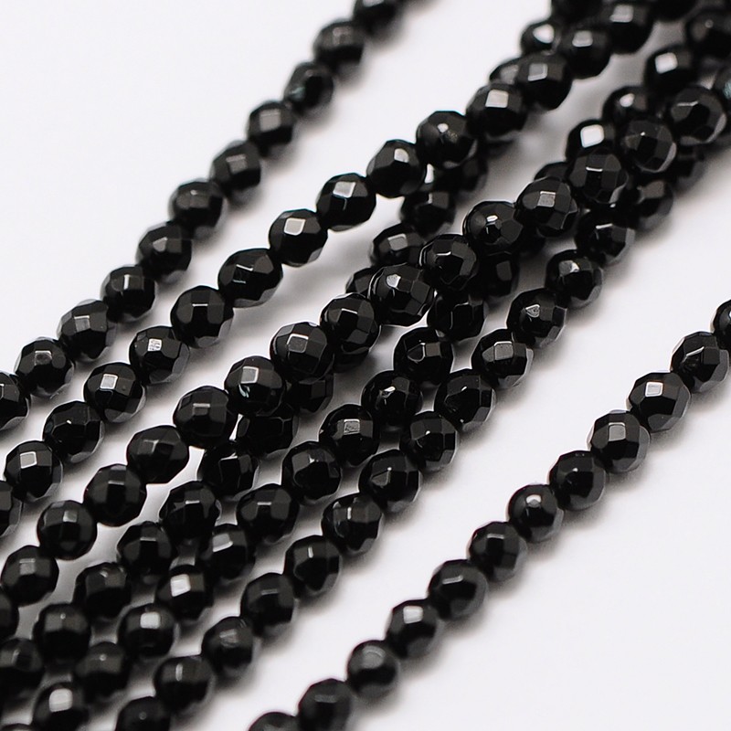 Prírodný onyx - korálky čierne, brúsené , 3 mm
