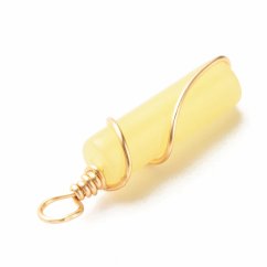 Přívěsek z jadeitu, žlutý,  20~21x5~5,5 mm