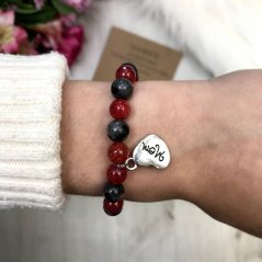 Geschenkkarte für Mama - Armband aus Labradorit und geknacktem Achat