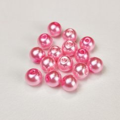 Skleněné korálky s perleťovým efektem - 8 mm, světle růžové