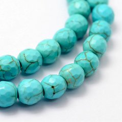 Synthetischer Türkis - Perlen, blau, facettiert, 6 mm