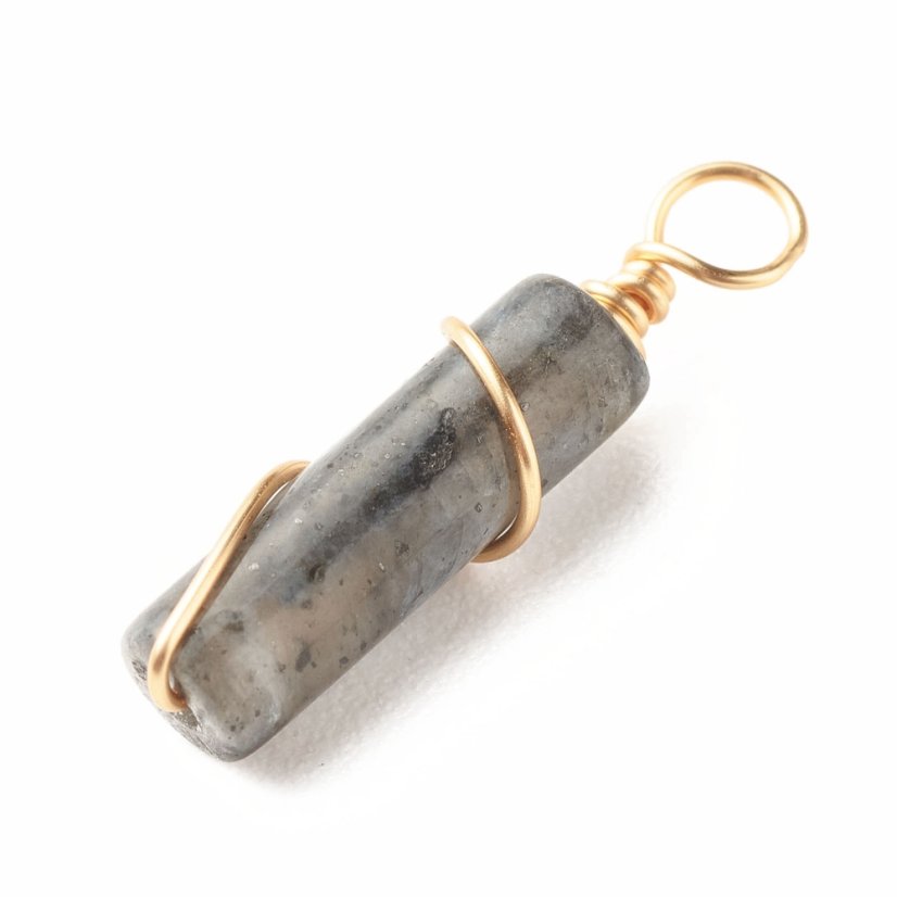 Prívesok z labradoritu, sivý, 20~21x5~5,5 mm