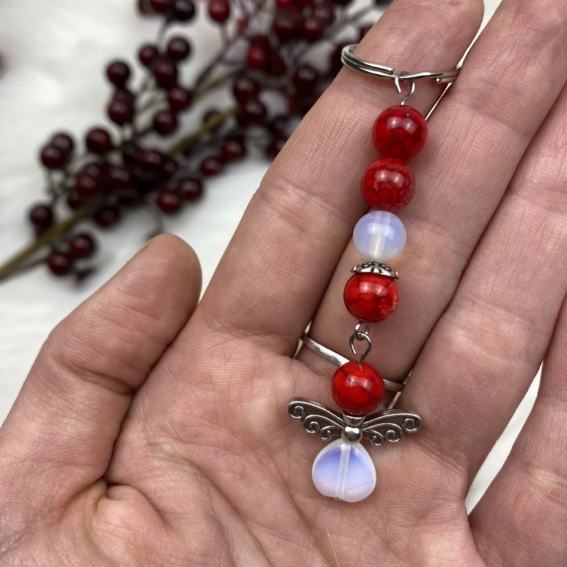 Klíčenka z achátu a opalitu - dlouhá