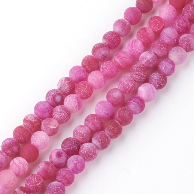 Természetes achát - gyöngyök, jég, rózsaszín, 8 mm