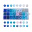 Skleněné korálky mix - 24 barev, modré, set 8 mm