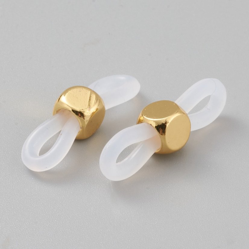 Silikónové háčiky na okuliare s mosadznou kockou, čierne, 20x6 mm