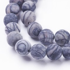 Természetes csíkos achát - gyöngyök, jég, szürke, 6 mm