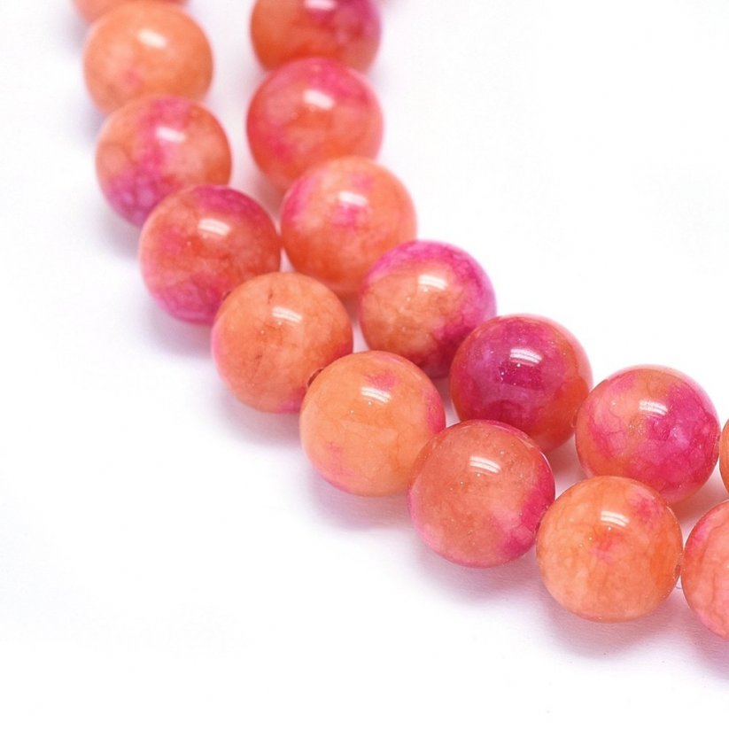 Természetes jade - gyöngyök, rózsaszín-narancssárga, 8 mm