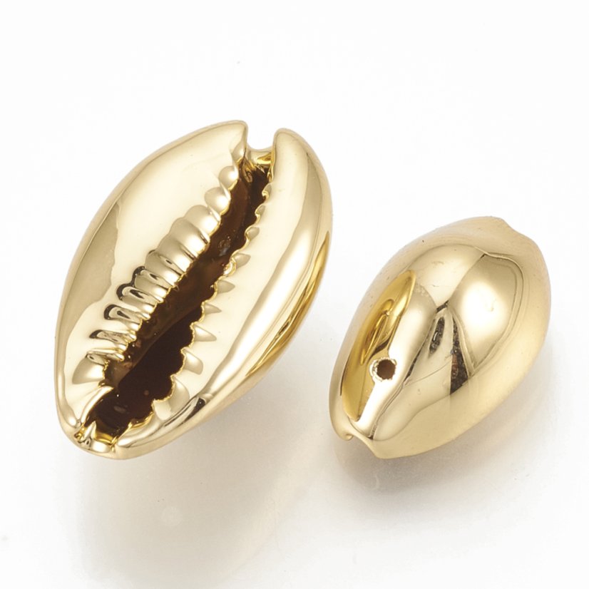Pokovovaná kauri mušle, zlatá - 14~20x9~14x7~10 mm