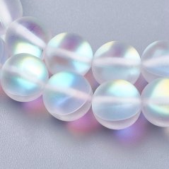 Synthetischer Mondstein - Perlen, farblos, 8 mm