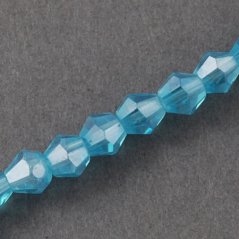 Broušené skleněné korálky, pokovené, tyrkysové, 3 mm