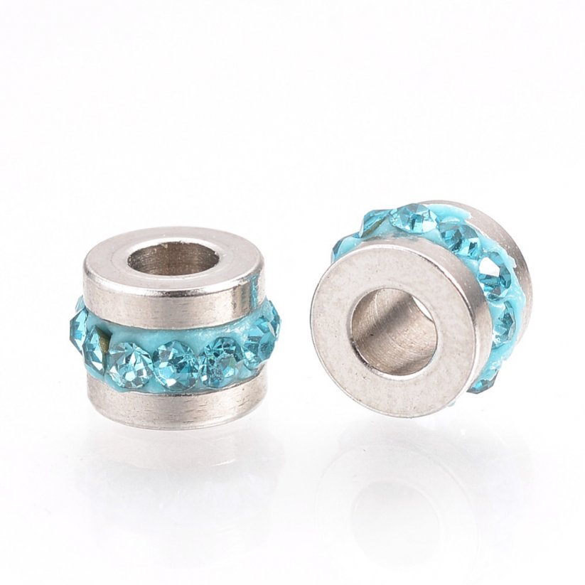 Gyűrű 304-es acélból cirkóniával, türkiz, 7x5 mm
