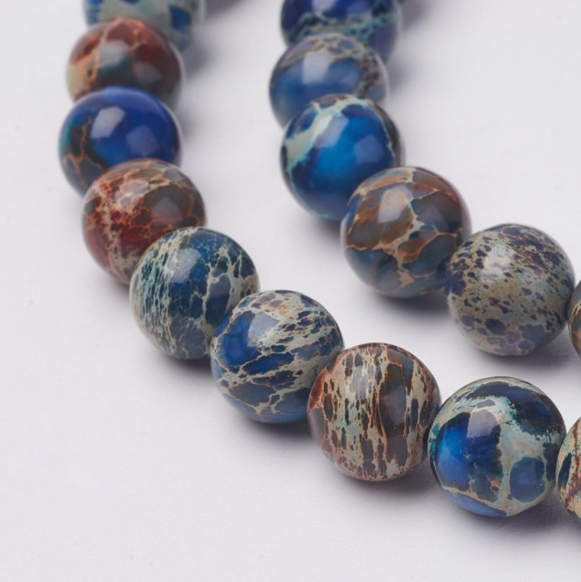 Natürlicher Regalit - Perlen, blau-gold, 8 mm