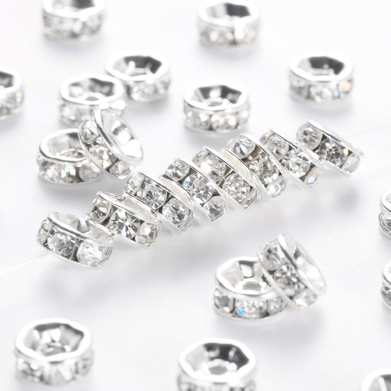 Štrasová rondelka s kamienkami - číra 6x3mm