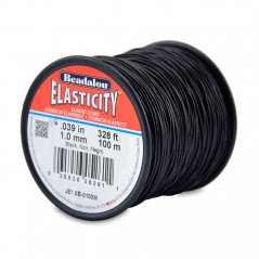 Beadalon elastische Faser (Elastomer), schwarz, Durchmesser 1 mm, 100 m Rolle