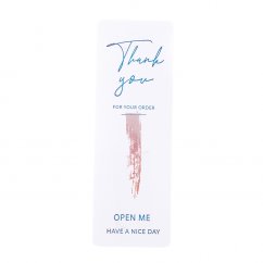 Nálepka "Thank you" bílá s růžovým pozadím, 25x74 mm