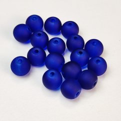 Skleněné korálky matné - 8 mm, indigové