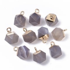 Přívěšek z přírodního šedého achátu, 12x10x10 mm