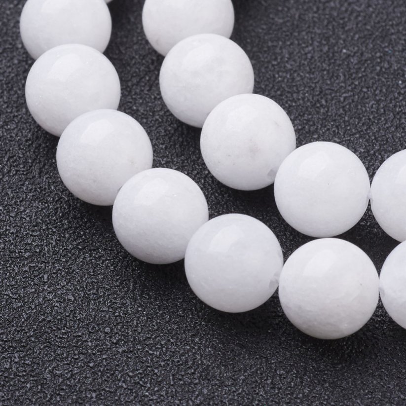 Natürlicher Nephrit - Perlen, weiß, 8 mm - Menge: 1 Stück