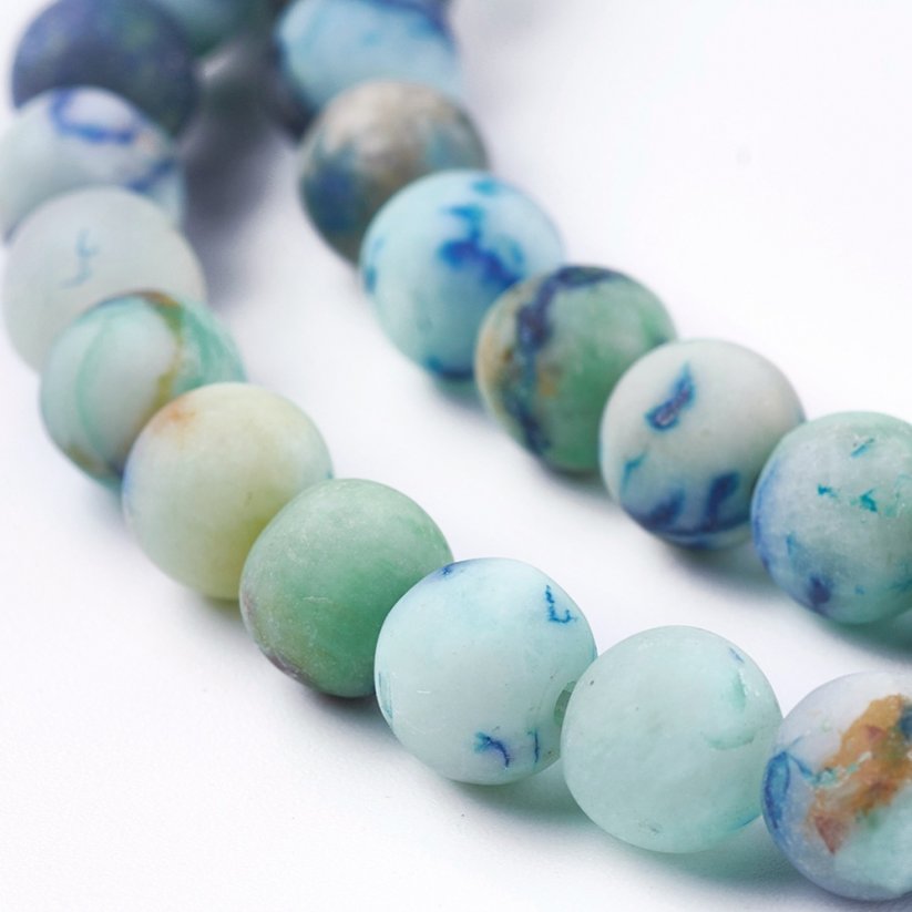 Natürlicher Chrysokoll - Perlen, matt, mehrfarbig, 6 mm