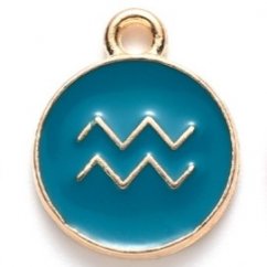Metallanhänger Sternzeichen - Wassermann, blau, 15x12x2 mm