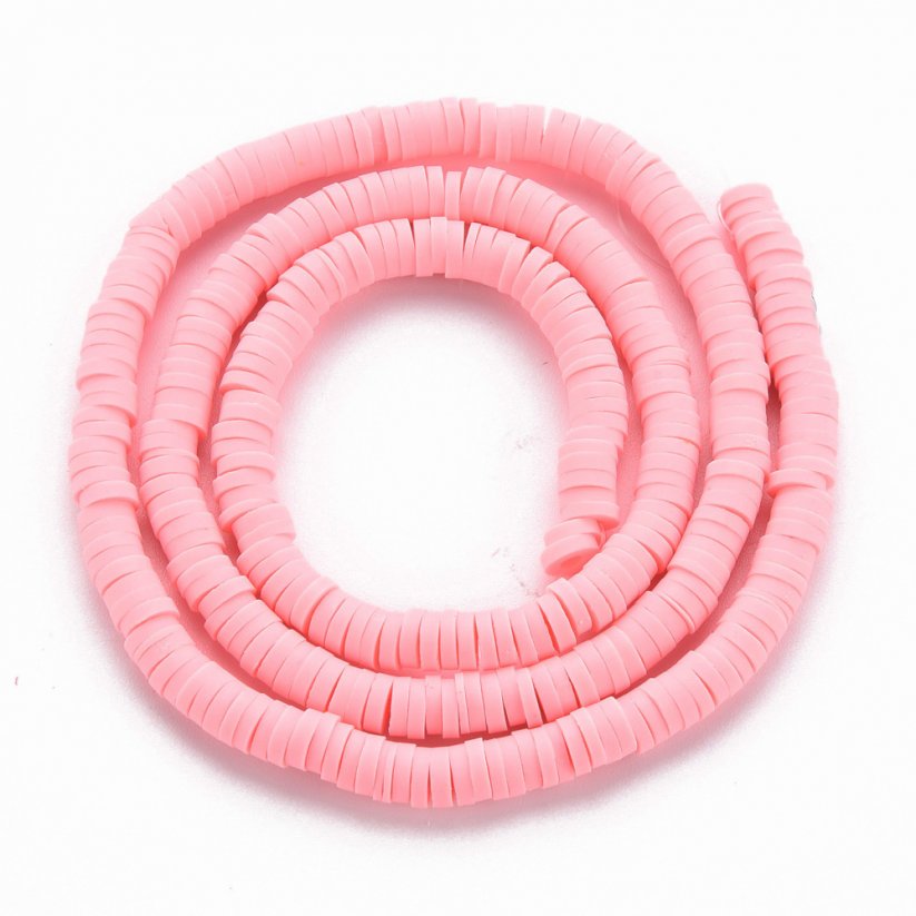 Heishi polymerový korálek - růžové, 4x0,5-1 mm