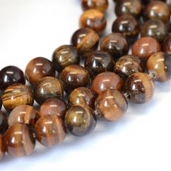 Přírodní tygří oko třída AB - korálky, černohnědé, 8 mm