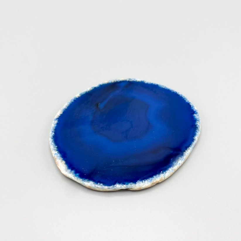 Achátový plátek, modro-fialový, cca 8 cm