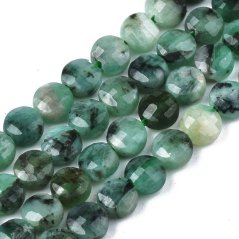 Természetes smaragd - gyöngyök, csiszolt, kék-zöld, 4x2,5 mm