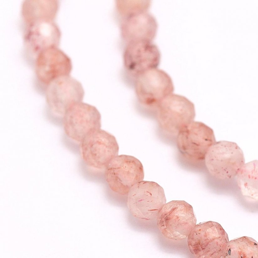 Natürlicher Erdbeerquarz - Perlen, 3 mm