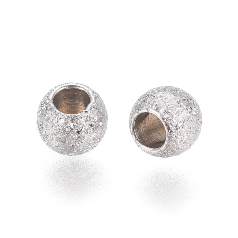 Oceľová korálka, strieborná, 3x2 mm