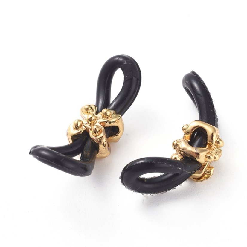 Szilikon szemüvegkampó virággal, fekete, 22 mm