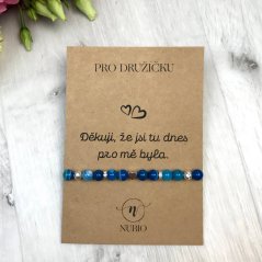 Geschenkkarte für die Brautjungfer - Armband aus gestreiftem Achat mit Herz