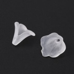Akrylový kaplík, kytička, transparentní, 9~10 mm délka, 9~10 mm šířka